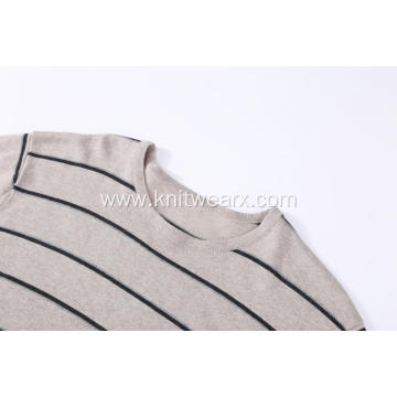 Men's Knitted Stripe Basic Crew-Neck Pullover